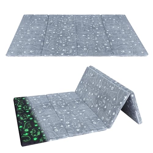 MeMoreCool Kids Floor Mattress, 48x72 Inch Foldable Play Mat, Grey Dinosaur by MeMoreCool - Used condition - US$53.53