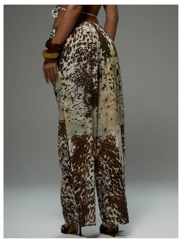 GORGLITTER Women's Leopard Cheetah Print Wide Leg Pants Animal Lightweight Travel Track Pants Casual Work Trousers3