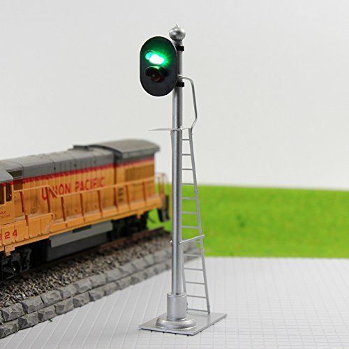 JTD433GR 2PCS Model Railroad Train Signals 2-Lights Block Signal 1:43 O Scale 12V Green-Red Traffic Lights for Train Layout New - Thumbnail 2