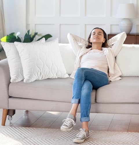 Utopia Bedding Kopfkissen 40x40 cm (2er Set), Gestepptes Kissen für Bett und als Dekokissen, Kissenfüllung, SofaKissen, Zierkissen für Couch (Weiß)