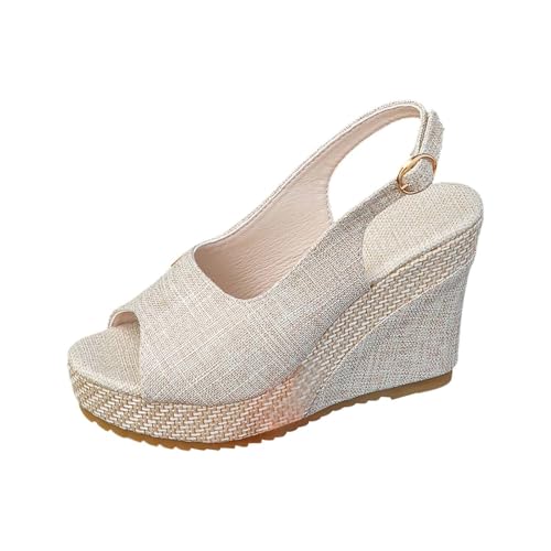 Sandalias de verano para mujer, cómodas con tacón, cuña, capa de agua, correas, boca de pescado, zapatos versátiles para el día a día, cómodas pisadas para exteriores, vacaciones, ocio y vida