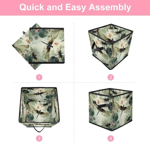 Panier de rangement pliable libellules G grand format textile - 7
