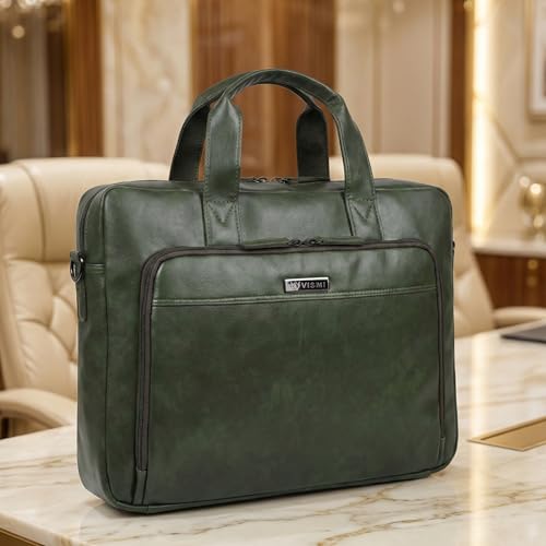 Image of VISMIINTREND Vegan Leather Laptop Bags for Men & Women, Office /Travel, Laptop Messenger /Briefcase Bag, Stylish, Fits 13 /14 /15.6 Inch Laptop, Macbook Bag | Corporate Gifts for Men