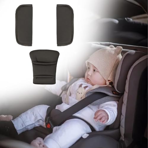 JISADER Kinderwagen Schulterpolster mit Schrittpolster, Weicher Sicherheitsgurtbezug für Sitzerhöhungen