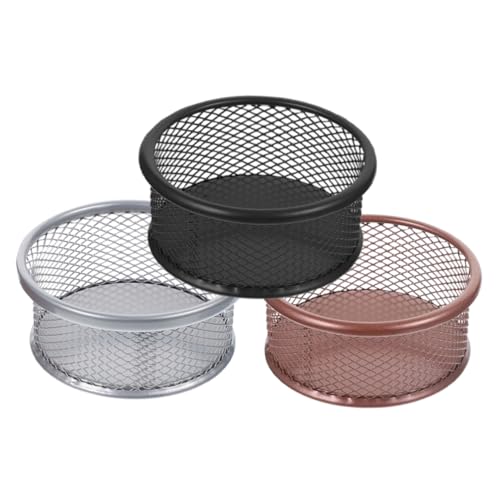 Housoutil 3pcs Metal Mesh Paper Clip Holder Multifunctional Desk Organizer for Home Office Breathable Clip Dispenser for School Supplies Compact Lightweight Storage Container