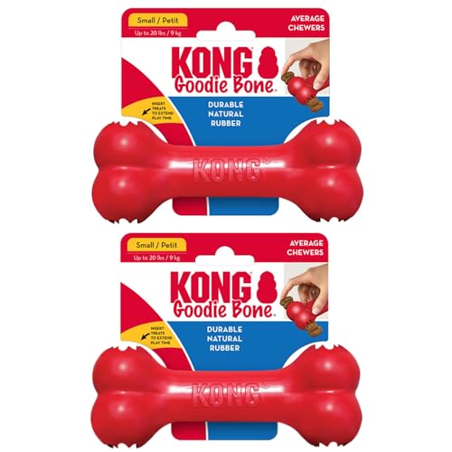 KONG Goodie Bone Small 2 Pack - Classic Durable Natural Rubber Do...