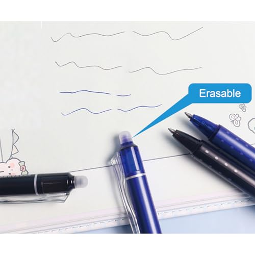 Bolígrafos de gel borrables 0.5mm 6 piezas negro y azul miniatura 5