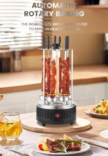 Electric Vertical Rotisserie Kebab Machine - 12 Fork Smokeless Indoor Grill for Perfect Gyros & BBQ Cooking at Home, Ideal for Family Gatherings & Parties