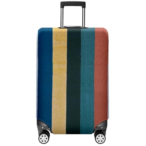 Travel Luggage Cover Suitcase Protector Scratch-Resistant Fit Not Included Suitcase Blue Yellow Red Striped S-19-21in