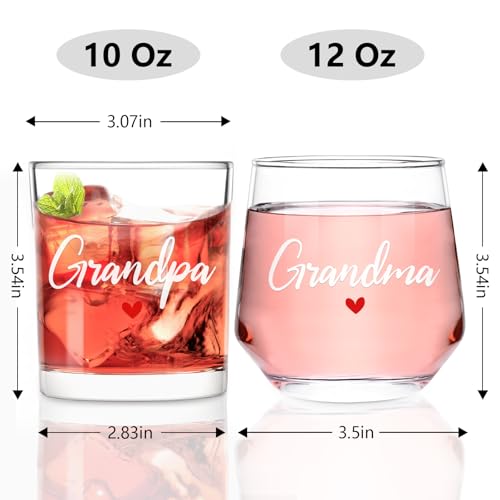 Futtumy Grandparents Gifts, Grandma Wine Glass Grandpa Whiskey Glass Set, Christmas Gifts for Grandparents, Grandma Grandpa Gift for Mothers Day Fathers Day Birthday - Image 4