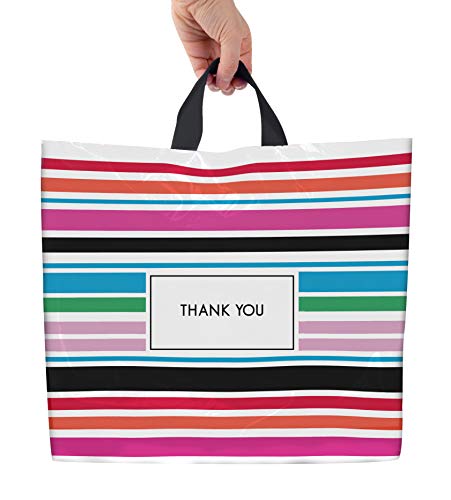 Purple Q Crafts Thank You Bags for Business Plastic Bags 50 Pack Shopping Bag for Boutique (18"x18")
