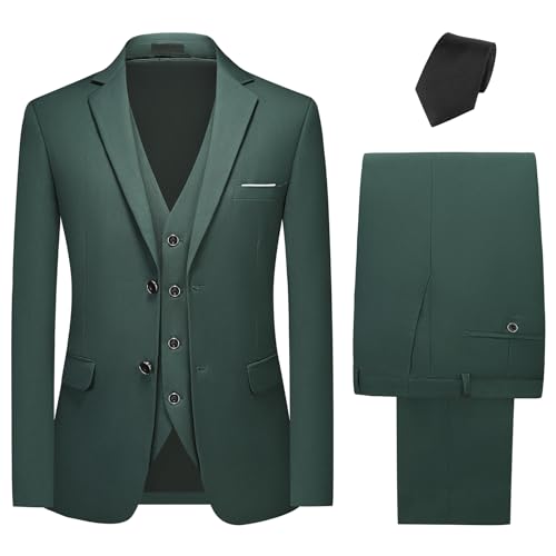 Smoking Homme Slim Fit Haut de Gamme à Deux Boutons avec Veste de Couleur Unie