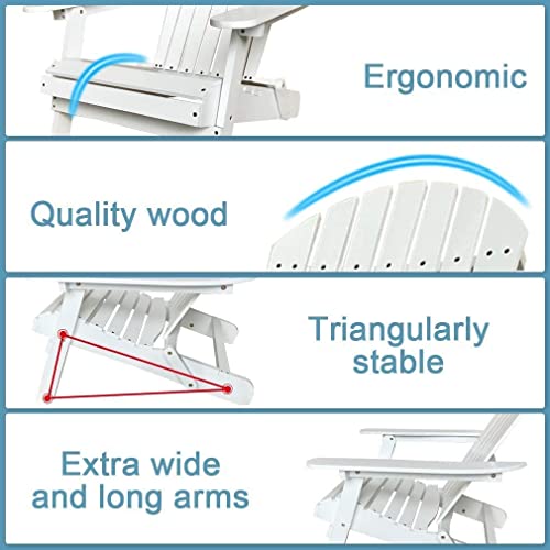 Pikaqtop Folding Adirondack Chair, Wooden Accent Furniture With Arms, Solid Wooden Weather Resistant Patio Chairs Lounger Chair Lawn Chair For Deck, Backyard, Garden, Patio #TOP2