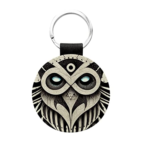 Owl Geometric Round Keychain - Bird Key Ring - Owl Theme Round Keychain #TOP11