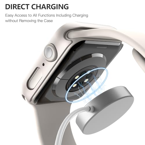 Image of Misxi 2 Pack Hard PC Case with Tempered Glass Screen Protector Compatible with Apple Watch SE 3 (2025) SE 2 SE Series 6 Series 5 Series 4 40mm, Anti-Drop Scratch Resistant Cover for iWatch, 2 Starlight