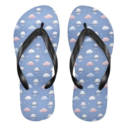 Flip Flop Sandals Ufo Cloud Print for Women Men Beach Outdoor XS