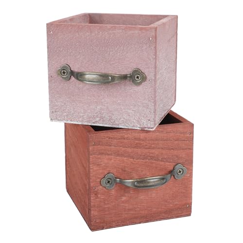 Happyyami 2pezzi Vasi in Legno Per Piante Artificiale e Naturale Porta Fiori Decorativo Resistente e Durevole Adatto Per Interni Ed Esterni Ornamento Da Tavolo Elegante Marrone Vintage