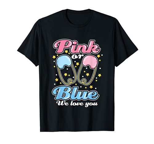 Pink Or Blue We Love You - Gender Reveal Cute Baby T-Shirt, Black