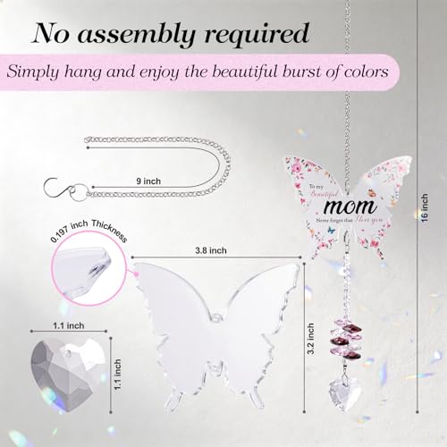 Image of Birthday Gift for Mom - Crystal Suncatcher with Rainbow Prisms, for Mom Birthday from Daughter - Unique Home Decor Keepsake that Fills Her Room with Sunshine