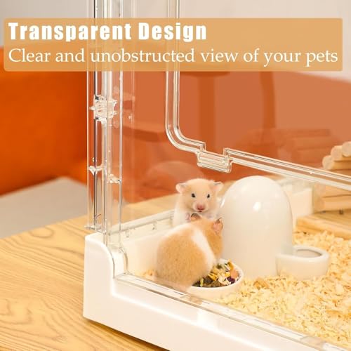 Hamster Cage & Guinea Pig Cages, Acrylic Cage for Small Animal Pets, Large Transparent Gerbil Cage and Habitats, Hedgehog, Dwarf Hamster, Rat, Mouse - Image 3