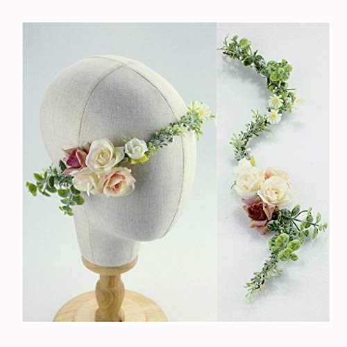 LYM Flowers Flower Wreath Crown Hair Wreath Headband Halo Festival Wedding Headwear (color : A)