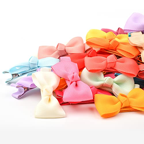 80 Pieces 40 Colors Baby Girls Hair Clips Fully Lined Non Slip For Fine Hair Tiny 2" Hair Bows Clips Baby Barrettes For Girls Infants Toddlers In Pairs #TOP4