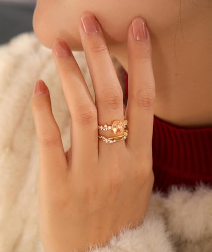 Gold Rings for Women that Don't Tarnish Cubic Zirconia Ring Stackable Rings for Women Dainty 14K Gold Plated Rings Set Wedding Bands for Women Gold Jewelry Ring Size 6 7 8 9 102