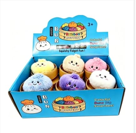 Squishy Bun Rainbow Mystery FLUFFY Plush Dumpling Keychain Fidget Toy