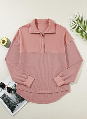 Image of SHEWIN Women Fall Sweatshirt Casual Half Zip Pullover Fall Top 2026 Clothes