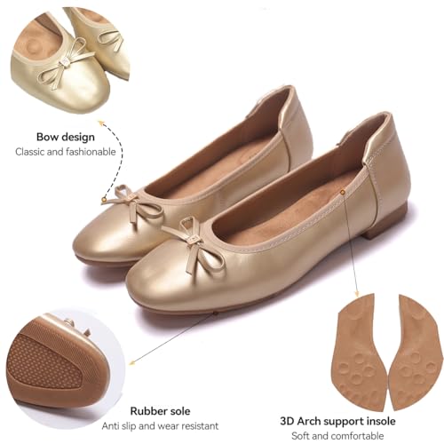 Image of Women's Comfortable Round Toe Bow Ballet Flats Shoes