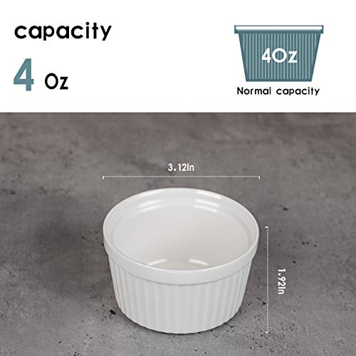 Amhomel SOUFFLEDISH-4OZ-WHITE-6 Porcelain Souffle Dishes Ramekins Bakeware Set thumb #2