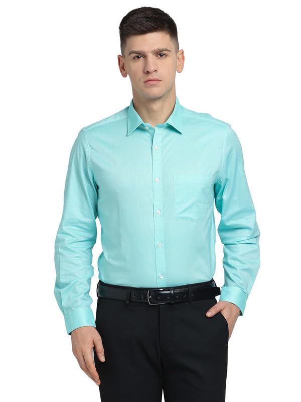 Image of Turtle Men 100% Cotton Slim Fit Lemon Solid Formal Shirt