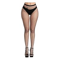Aomig 1 PC Black Fishnet Tights for Women, High Waisted Footless Stockings, No Toe Pantyhose, Sexy Outfit, High Waist Pantyhose, One Size Fit All(Medium-Small Network)