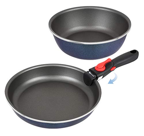 SHINEURI Japan Designed Detachable Handle Titanium Nonstick 3 Pieces Frying Pans Set