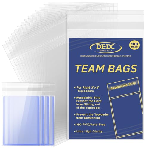 DEDC 100 Pcs Team Bags for Trading Cards, Team Bag Fit 3x4inch 35PT Top Loaders for TCG MTG Shipping...