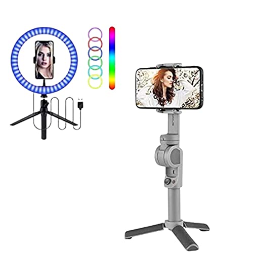 Lapras Handheld 3-Axis Smartphone Gimbal Stabilizer with Grip, Tripod, Gimbal Stabilizer with Ring Lamp RGB Fill Light Small Bracket for Mobile Phone Live Streaming Video Lapras Handheld 3-Axis Smartphone Gimbal Stabilizer with Grip, Tripod, Gimbal Stabilizer with Ring Lamp RGB Fill Light Small Bracket for Mobile Phone Live Streaming Video