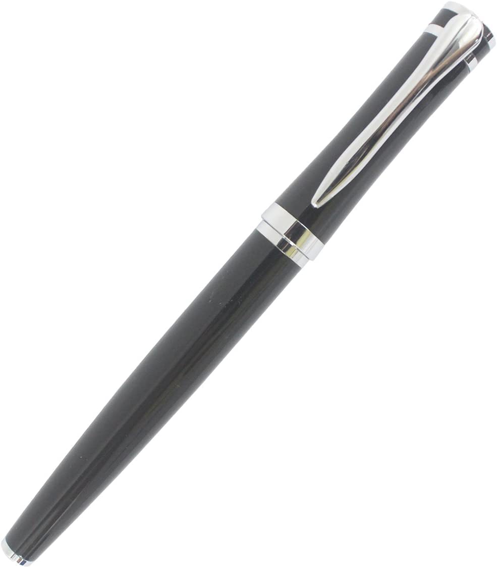 Stifte, Gelschreiber, Kugelschreiber, Metall-Tintenroller, silberner Clip, Stahl (Farbe: Schwarz)