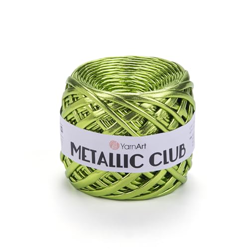 Image of YarnArt Metallic Club Super Bulky T-Shirt Yarn - 100% Polyester, 6.35 oz / 180 gr, 60 yrds / 55 Meters - Shiny Colors for Handbags, Rugs, Chic Night Bags, Crochet (8116)