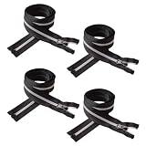 WANDIC 5# Cremallera Reflectante Negra, 100CM Cremallera Plástica con Dientes Dientes Negros Cremalleras para Ropa Abrigos Almohada Monedero Bolsos DIY Costura Artesanía