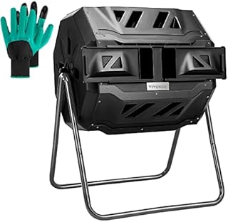 VIVOSUN Outdoor Tumbling Composter Dual Rotating Batch Compost Bin, 43 Gallon Black Door