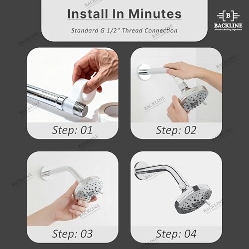 Image of B Backline ABS 9-Function Overhead Shower | Multifunction 4.5 Inch Shower Head Without Arm | High Pressure Bathroom Shower | 30% water saving| Easy Clean Nozzles (Chrome Glossy Finish)