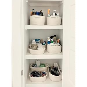 Cubesland small woven rope toys basket for organizing set 5 shelves closet storage bins empty gift baby shower basket also perfect for toilet paper storage organizer bins off white  urban country home decor