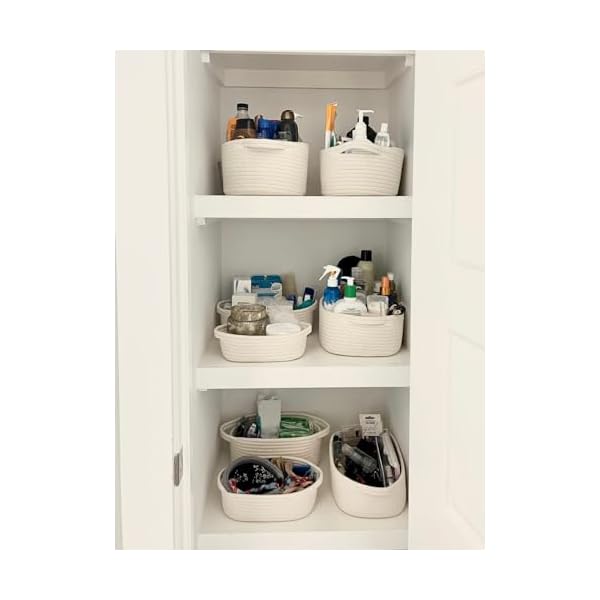 Cubesland small woven rope toys basket for organizing set 5 shelves closet storage bins empty gift baby shower basket also perfect for toilet paper storage organizer bins off white  urban country home decor
