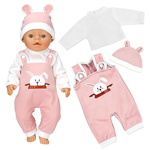 JurciCat Muñeco Bebe Recién Muñecas para Niñas Ropa para Muñecas con Sombrero Pantalones de Manga Larga Accesorios Muñeca Bebe 35-43 cm Regalo para Niños Niñas