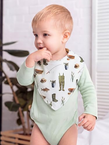 Image of 4 Pcs Baby Bandana Bib Cute Baby Nursery Decor Cotton Newborn Infant Feeding Drool Bib for Drooling and Teething Girl Boy