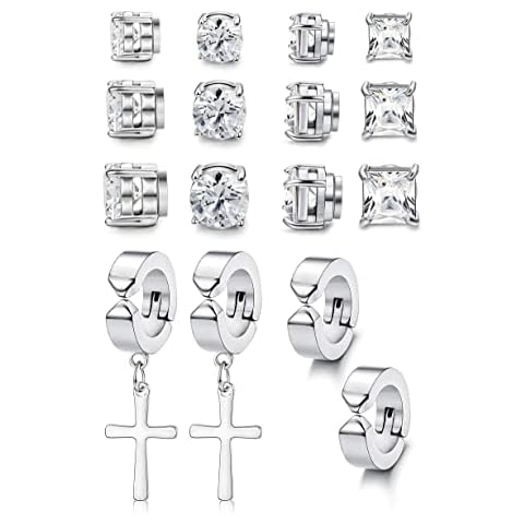 KALVICA 8 Pairs Magnetic Stud Earrings for Men Women Stainless Steel Non-piercing Stud Earrings Hypoallergenic Earrings Set 4/6/8 mm Cover