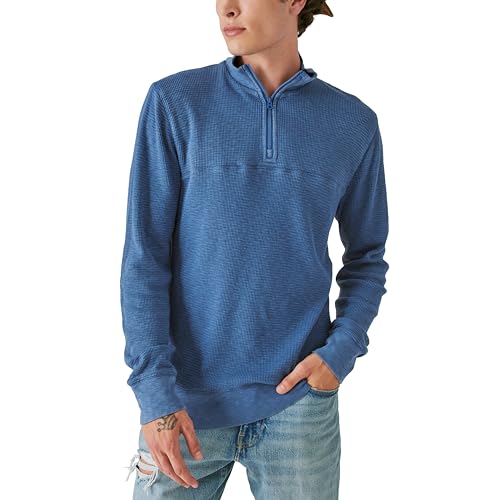 Lucky Brand Men's Garment Dye Thermal Mock Half Zip