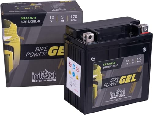 intAct - BATTERIE MOTO GEL Bike-Power GEL12-9L-B. Remplace 12N9-3B, YB9L-B. Batterie moto 12V 9Ah 170A. Dimensions : 137x76x140mm. Avec jusqu’à 30% de puissance de démarrage en plus.