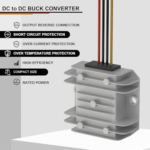 DROK DC-DC Buck Volt Converter, 20-90V to 12V 6A Car Power Converter Step Down Volt Module, 24V 36V 48V 60V 72V IP68 Waterproof Aluminum Shell Regulator Board Buck Converter2