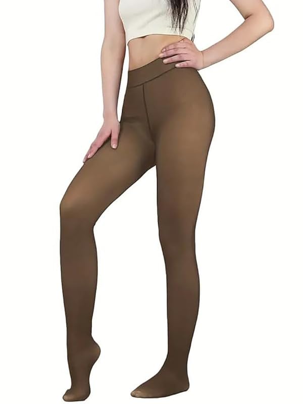 Image of Brachy Women's Footed Length (24 to 40 Waist) Stretchable Women Warm Thick Fur Lined Fleece Winter Thermal Soft Legging Tights Stocking - Slim Fit